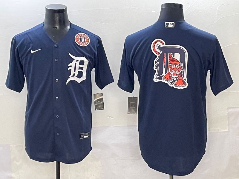 Men 2025 Detroit Tigers Blank Dark Blue Game Nike MLB Jersey style 10